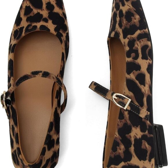 Women's Suede Ballet Flats Shoes Square Toe Buckle Casual Ballerina 7.5 - Picture 6 of 6